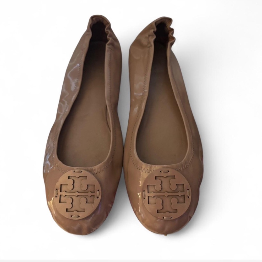 Tory Burch Minnie Travel Ballet Flat Vintage Mauve Patent Size 10
